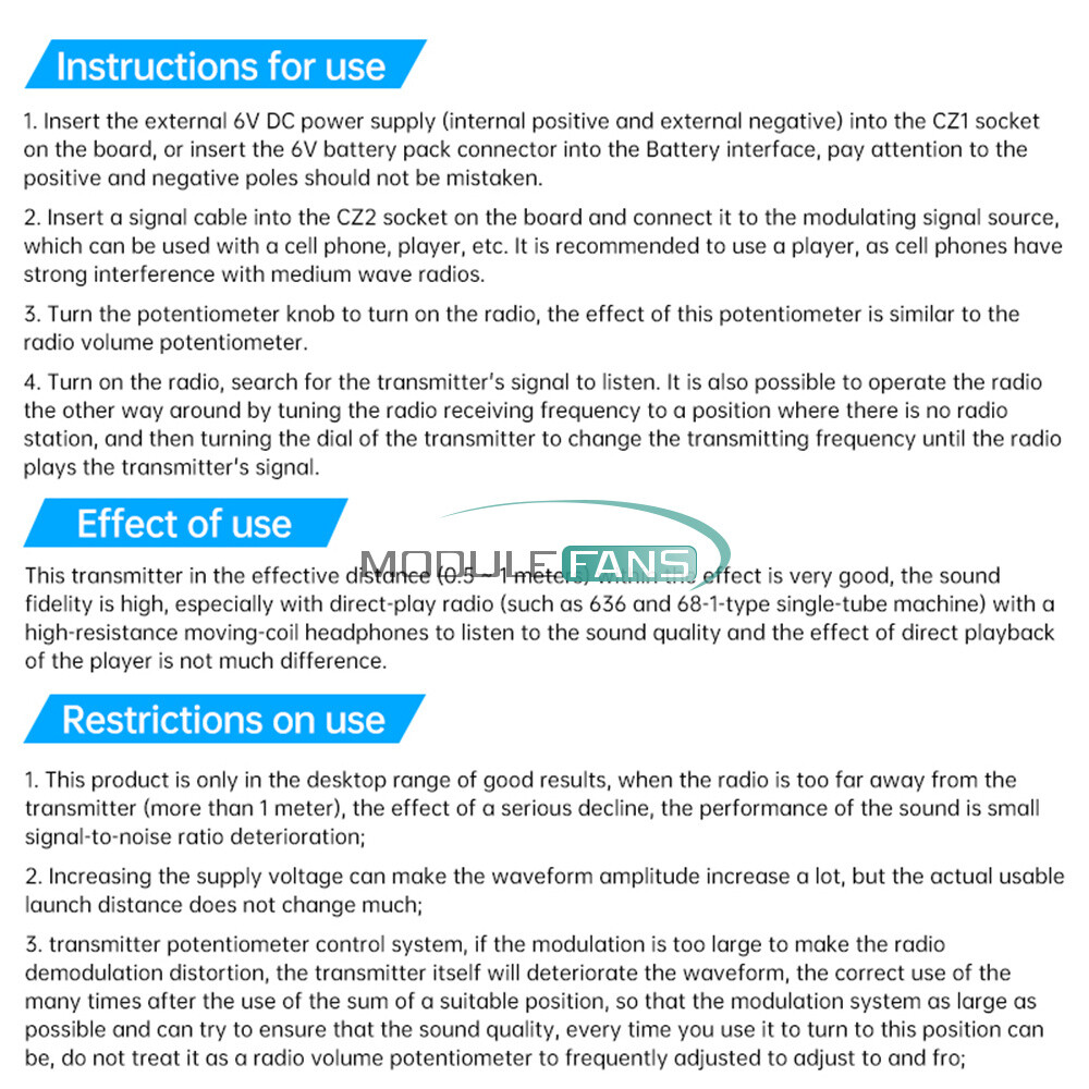 525~1605kHz Medium Wave AM Radio Transmitter DIY Circuit Board Radio Module 6V