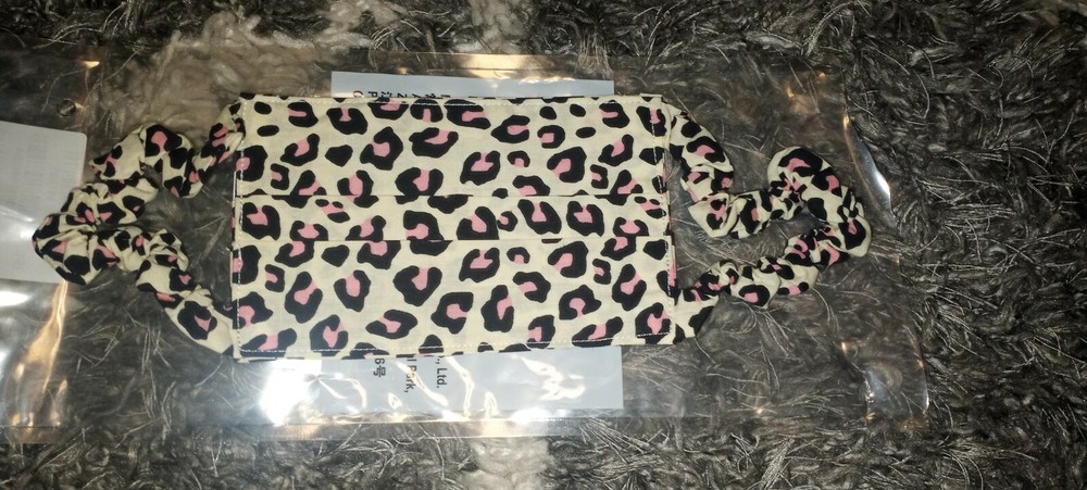 Justice reusable scrunchie Face MAsk leopard new