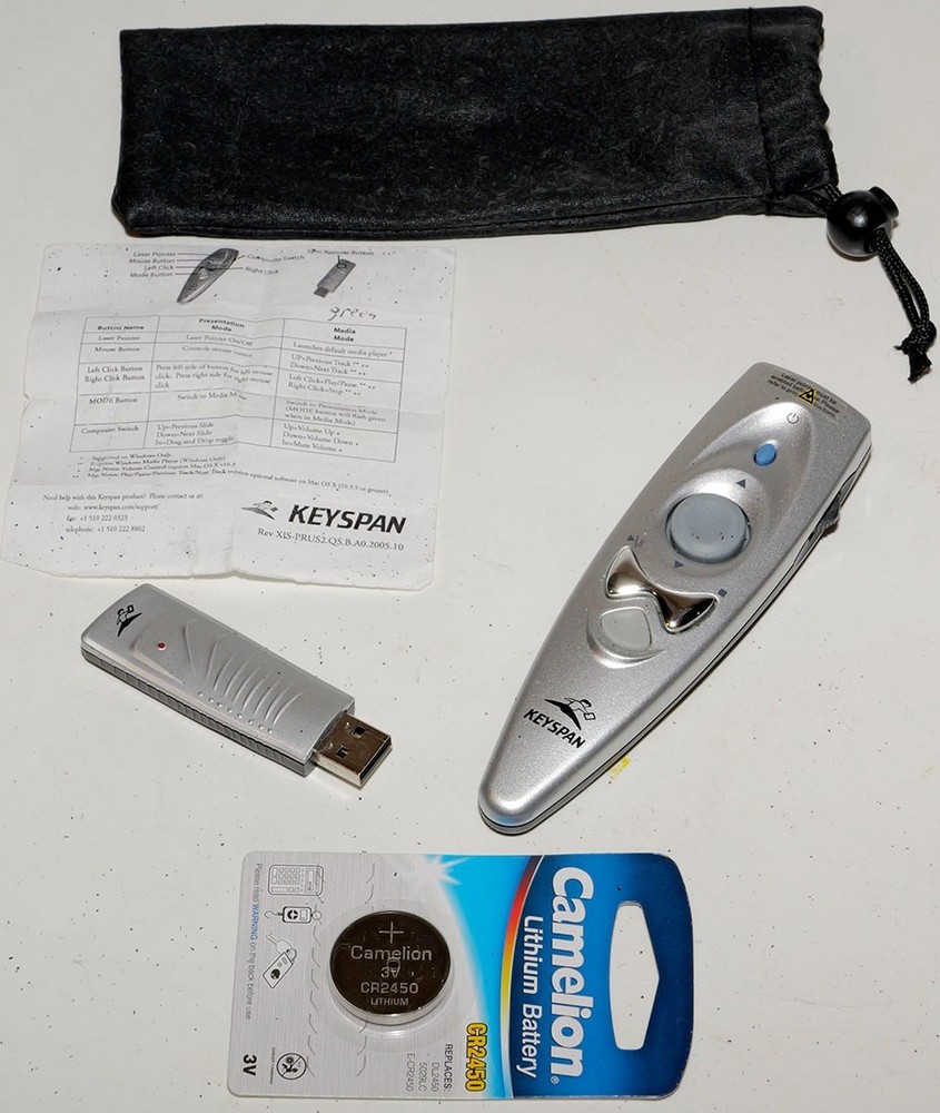 Presentation media remote control, Keyspan red laser pointer