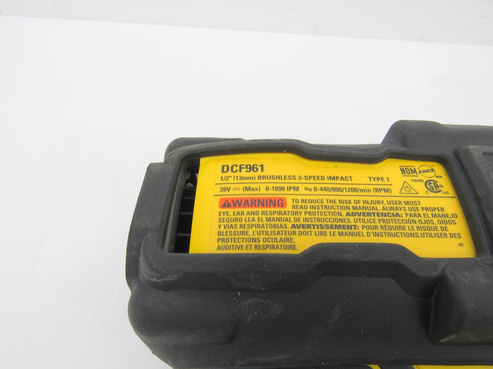 DEWALT DCF961B 1/2 In Hi Torque Impact Wrench 20V MAX XR Cordless with cover