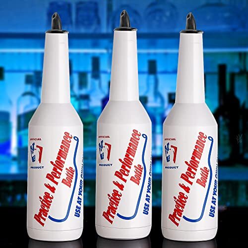 3-Pack Bartender Flair Practice Bottles 25oz White Decorative Training Bottles