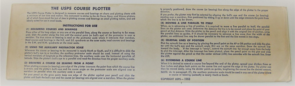 THE USPS COURSE PLOTTER Measure Courses & Bearings Air Force Navy Weems READ!
