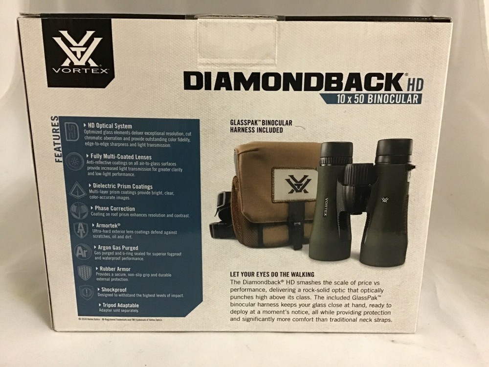 Vortex Optics Diamondback HD 10x50 Binocular w/ Vortex Harness Case and VX Hat