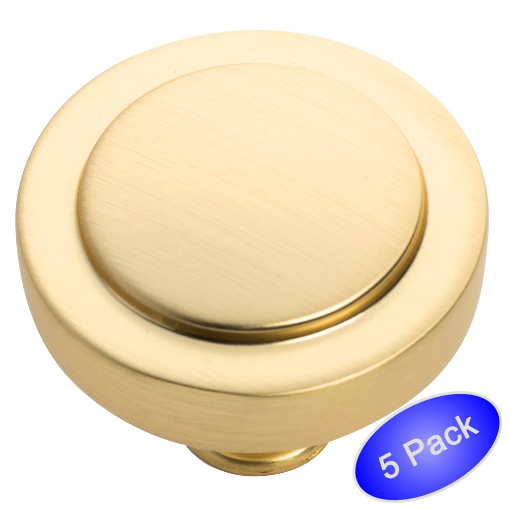 *5 Pack* Cosmas Cabinet Hardware Brushed Gold Round Knobs #8101BG
