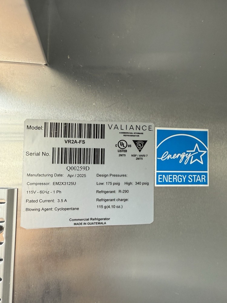 Hoshizaki VR2A-FS Valiance Two Section Full Solid Door Refrigerator