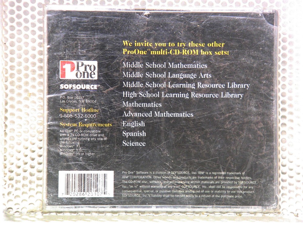 Pro1 Sofsource MATHEMATICS ALGEBRA II CD-ROM NEW Sealed LEARNING TOOLS THAT WORK