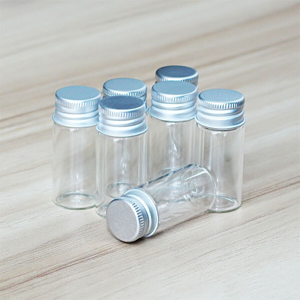 10ML Perfume Crafts Oils Screw Glass Bottles 10~100PCS Mini Jars Lids Aluminum