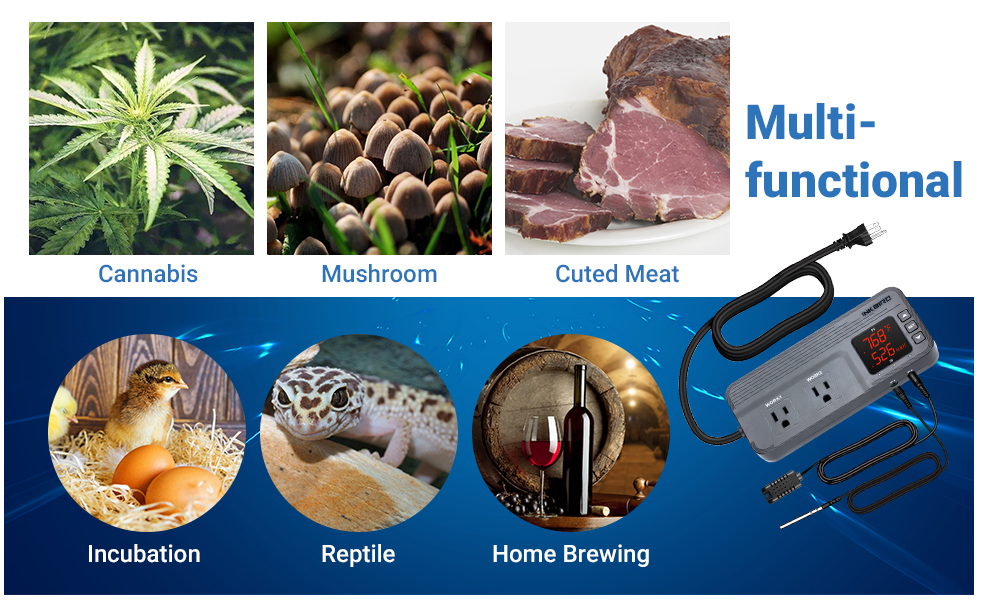 1800W Temperature Controller Humidity Control ITC-608T Seed Germination Brewing