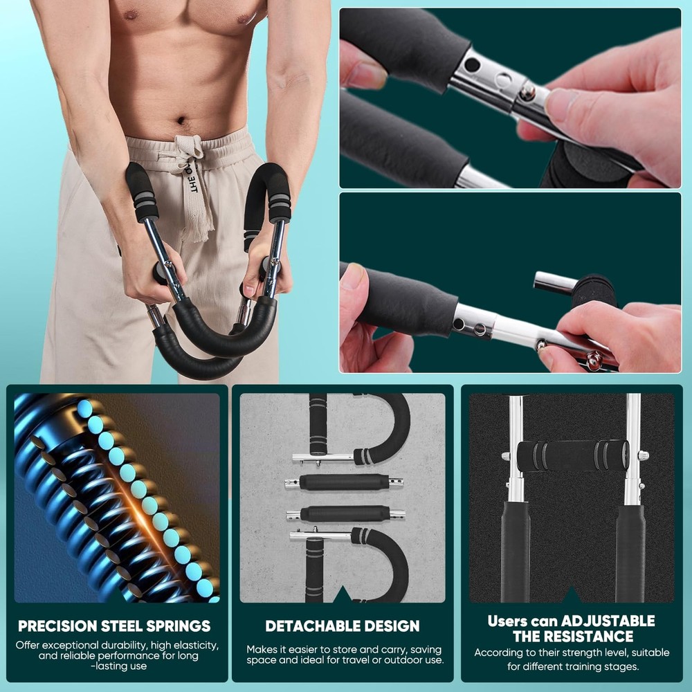 SakerPlus Twister Arm Trainer, Adjustable Spring Chest Expander Forearm Strength