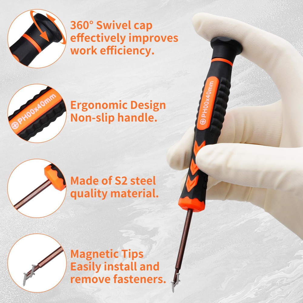 18-Piece S2 Precision Screwdriver Set with Case- Torx, Phillips, Flat Head, Tria