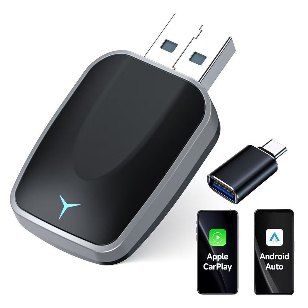 2 in 1 Car Auto Wireless Apple Carplay & Android Auto USB Adapter Plug & Play