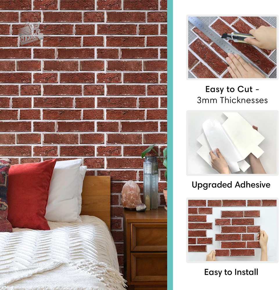 3D wall panels self-adhesive stone effect, 10 pieces, 30 × 30 cm, cladding