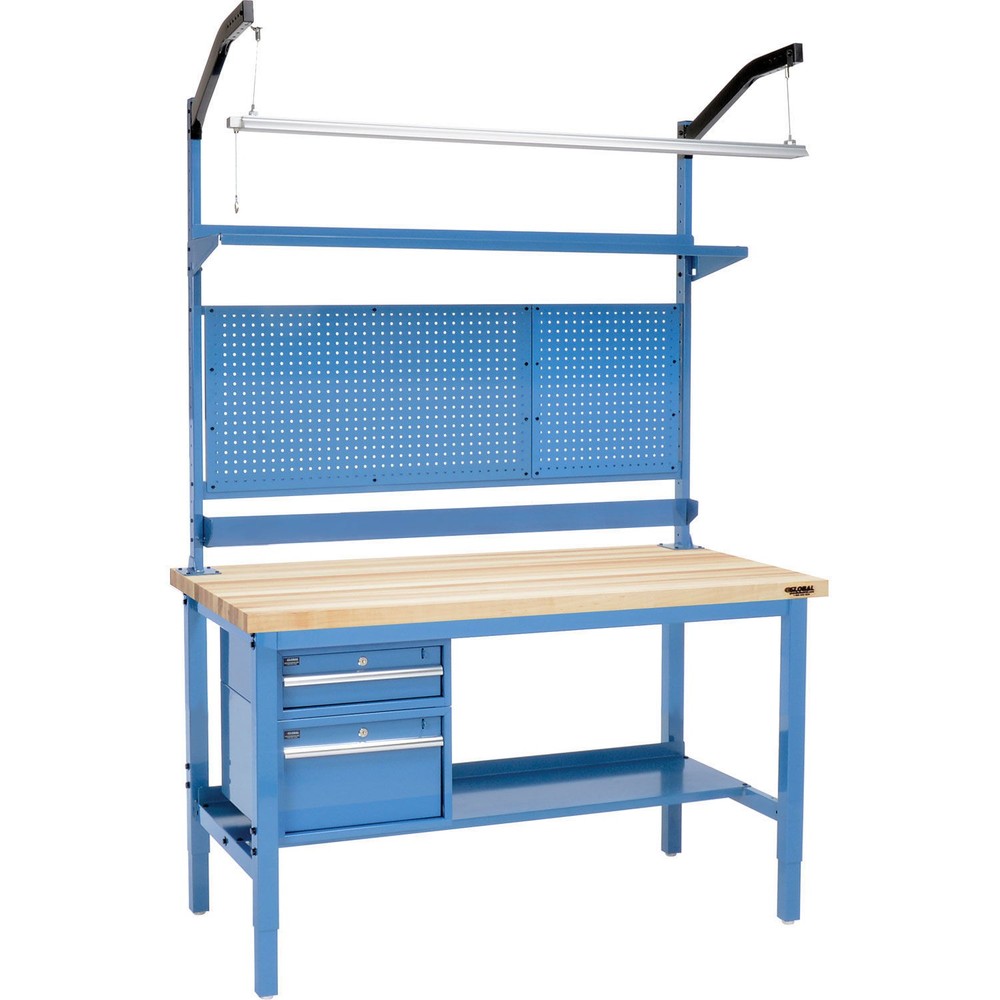 Workbench - Maple Butcher Block Square Edge Complete Bench 60"W X 30"D Blue