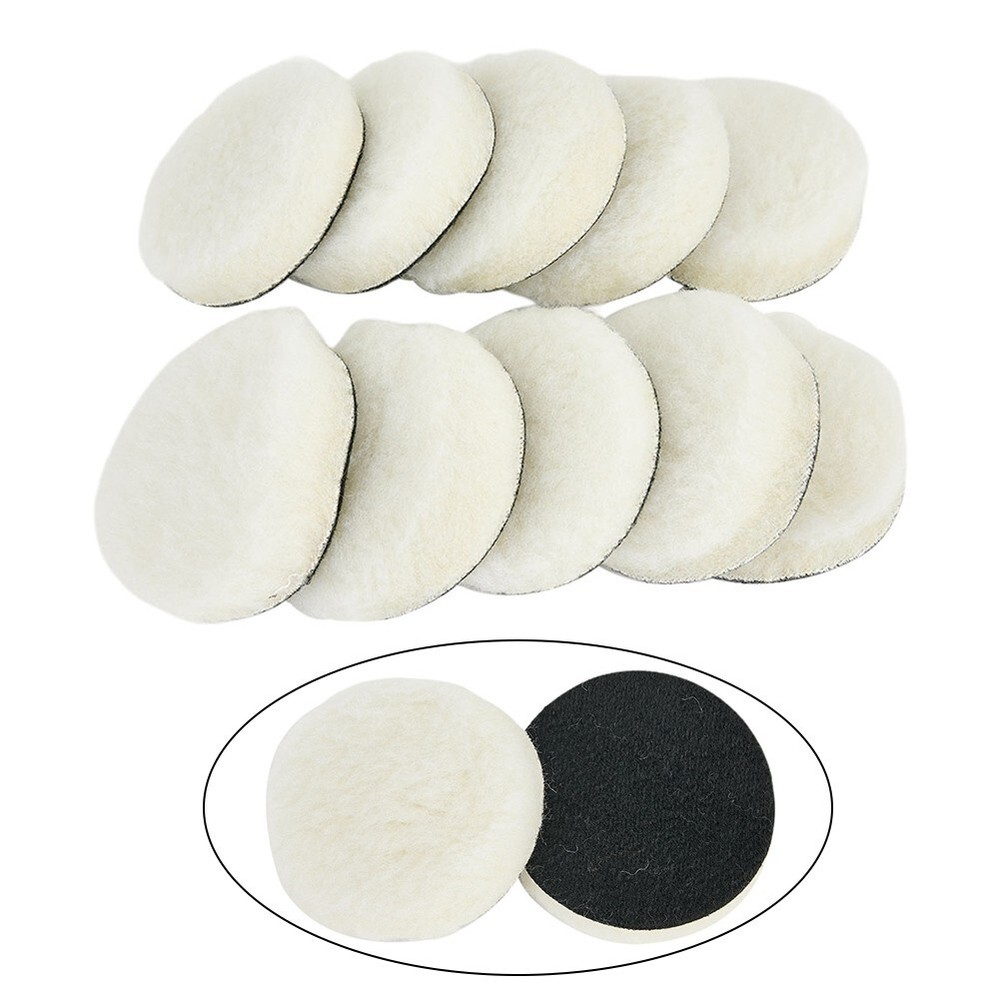 10Pcs/Set 3-Inch Wool Buffing Bonnet-Pad Car Polishing Buffer Hook & Loop POLISH