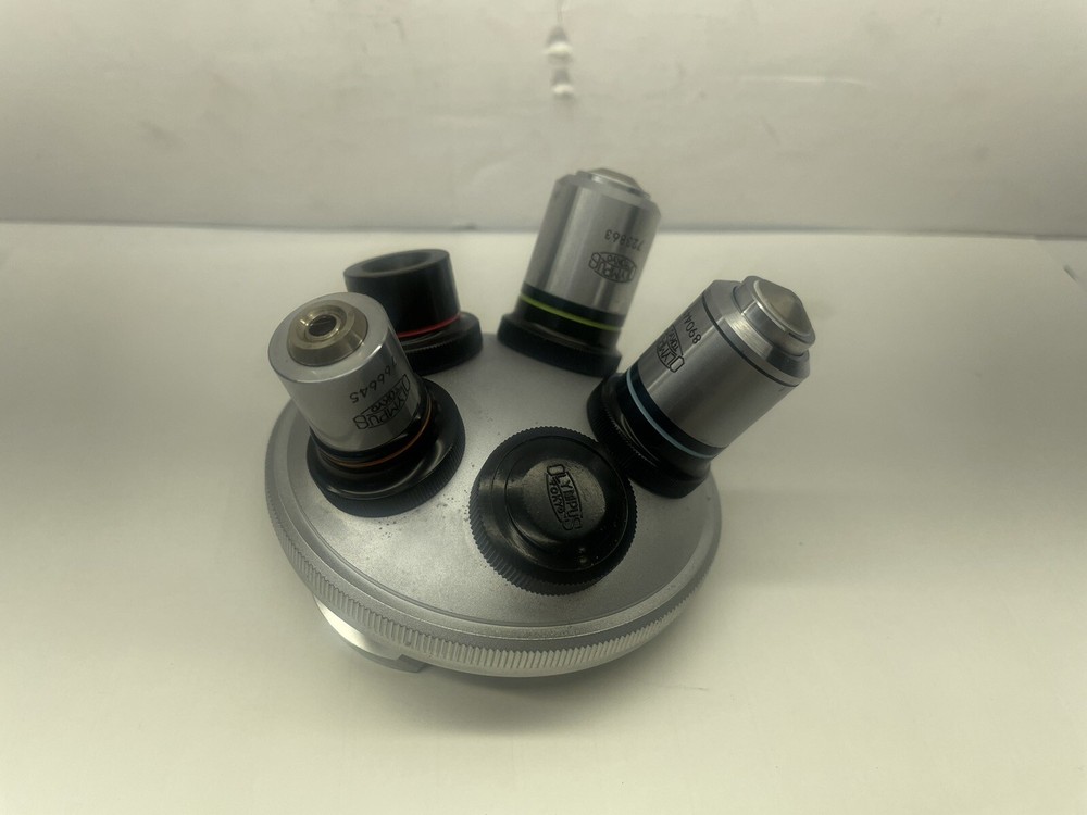 OLYMPUS BHA MICROSCOPE TURRET WITH 4 OBJECTIVES