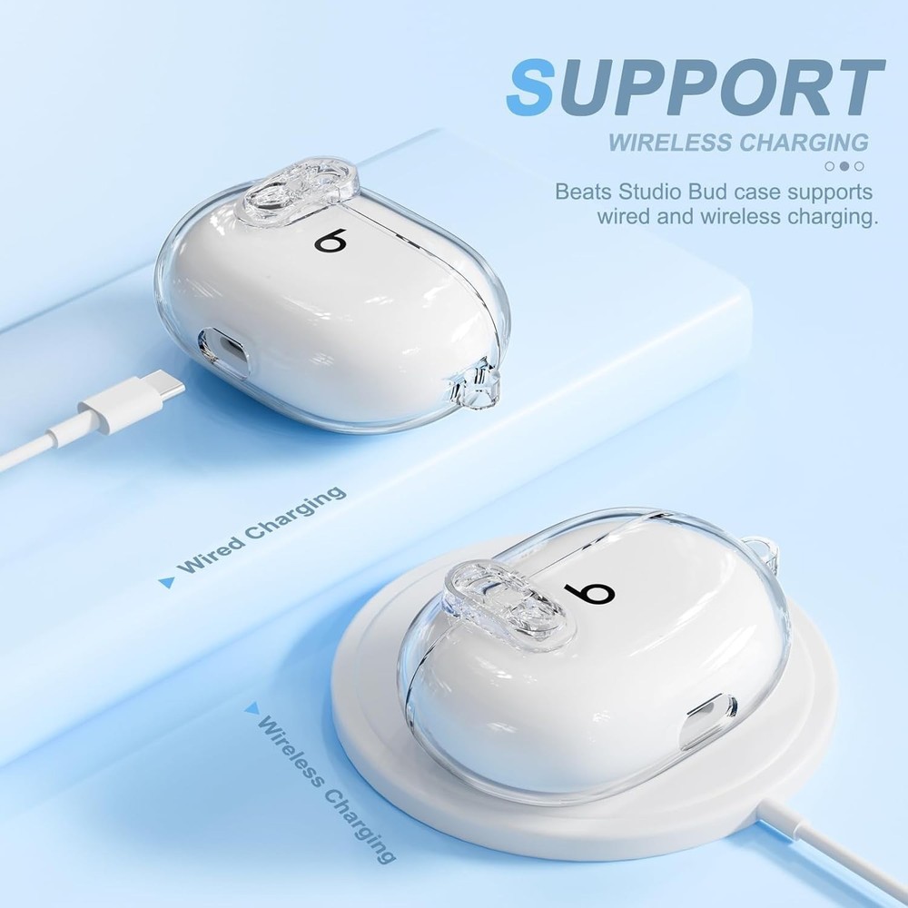 Compatible with Beats Studio Buds/Studio Buds Plus Case Cover Clear Clear+P
