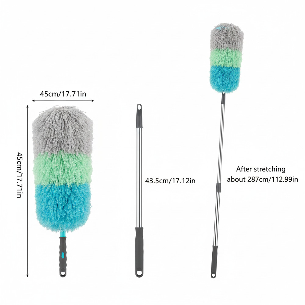 Extendable Microfiber Duster Long Pole for High Ceiling Fan Cleaner WashableHead