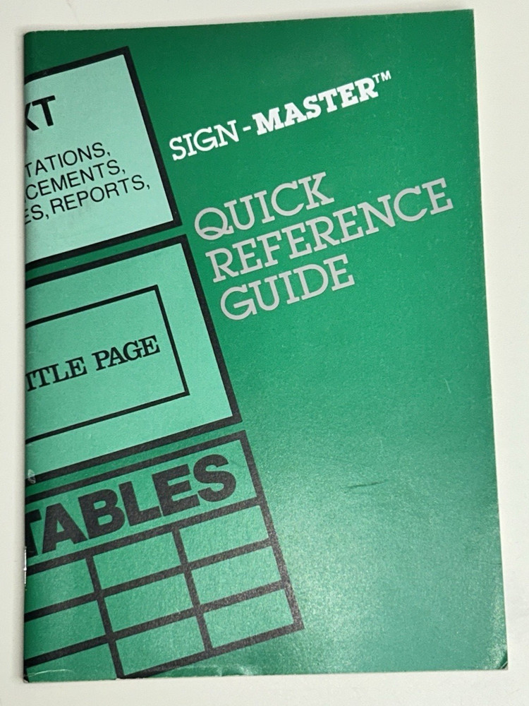 Sign-Master Quick Reference Guide BOOK ONLY Decision Resources