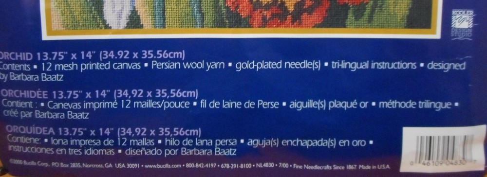 Bucilla Plaid Needlepoint Kit 4830 Petit Point Orchid Complete
