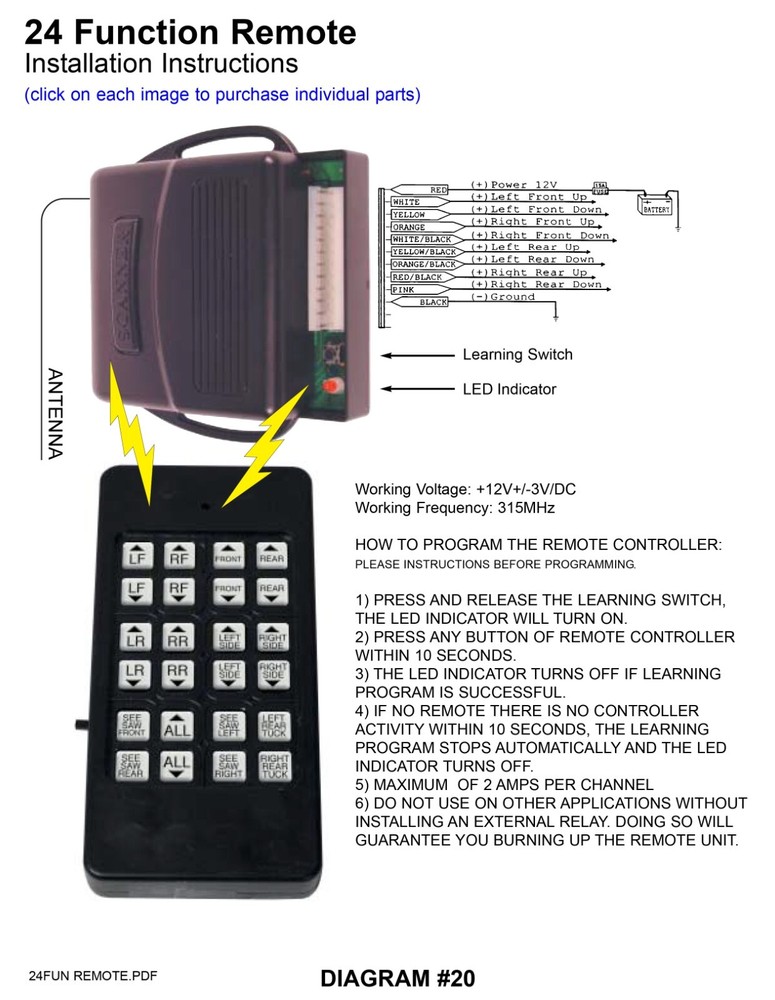 24 Function Remote 4-corner air Suspension Controller any other use u dream up