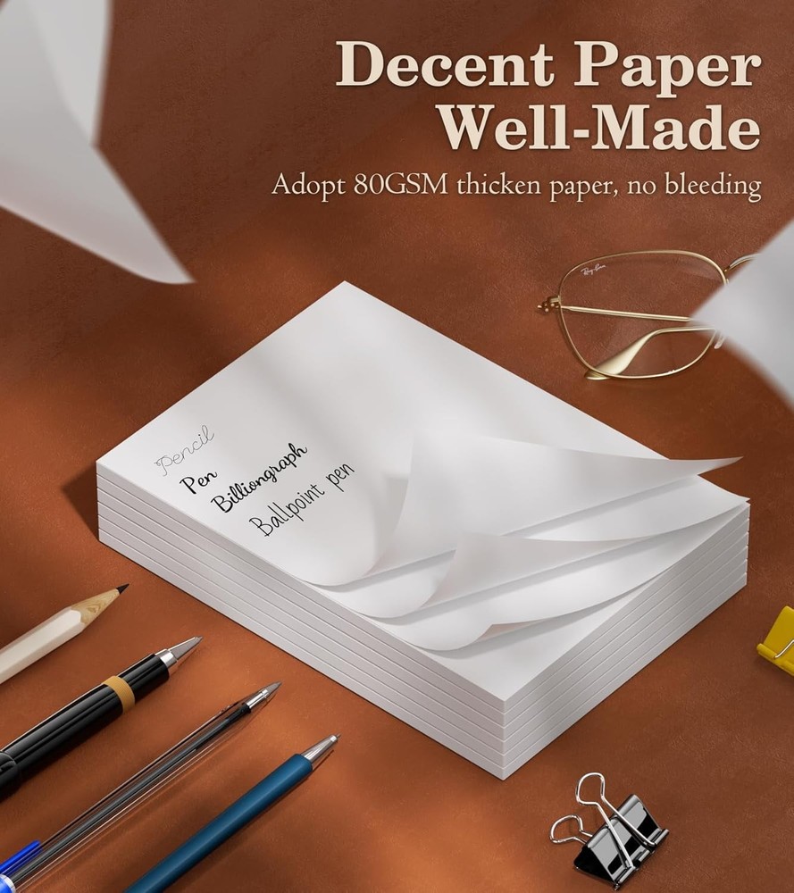 Notepads 4x6 - Blank Memo Pads - 50 Sheets per Notepad - In-6 Pack, White