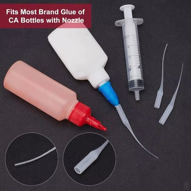 Glue Tips, 100Pcs Plastic Glue Micro-Tips Glue Extender Precision CA Glue Applic