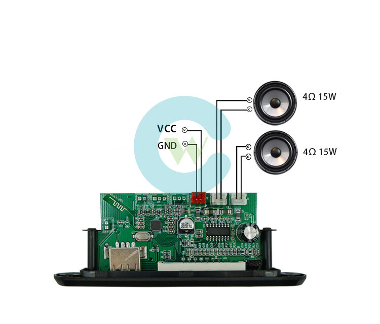 Wireless 12V WMA 2*15W Amplifier MP3 Decoder Board Audio Module USB TF Radio