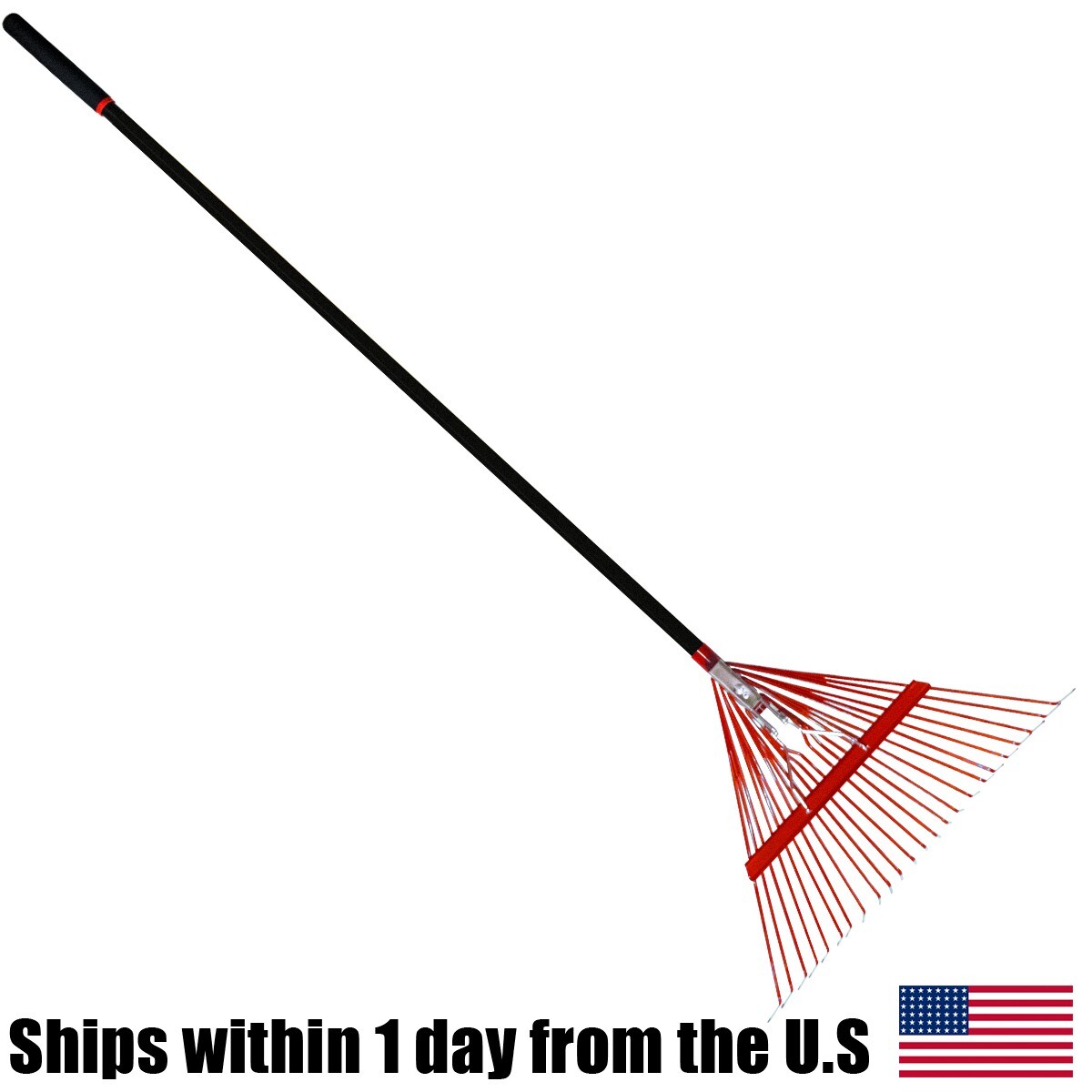 12PK Durable Red 24 Steel Tine Thatching Leaf Rake w/ Steel Handle