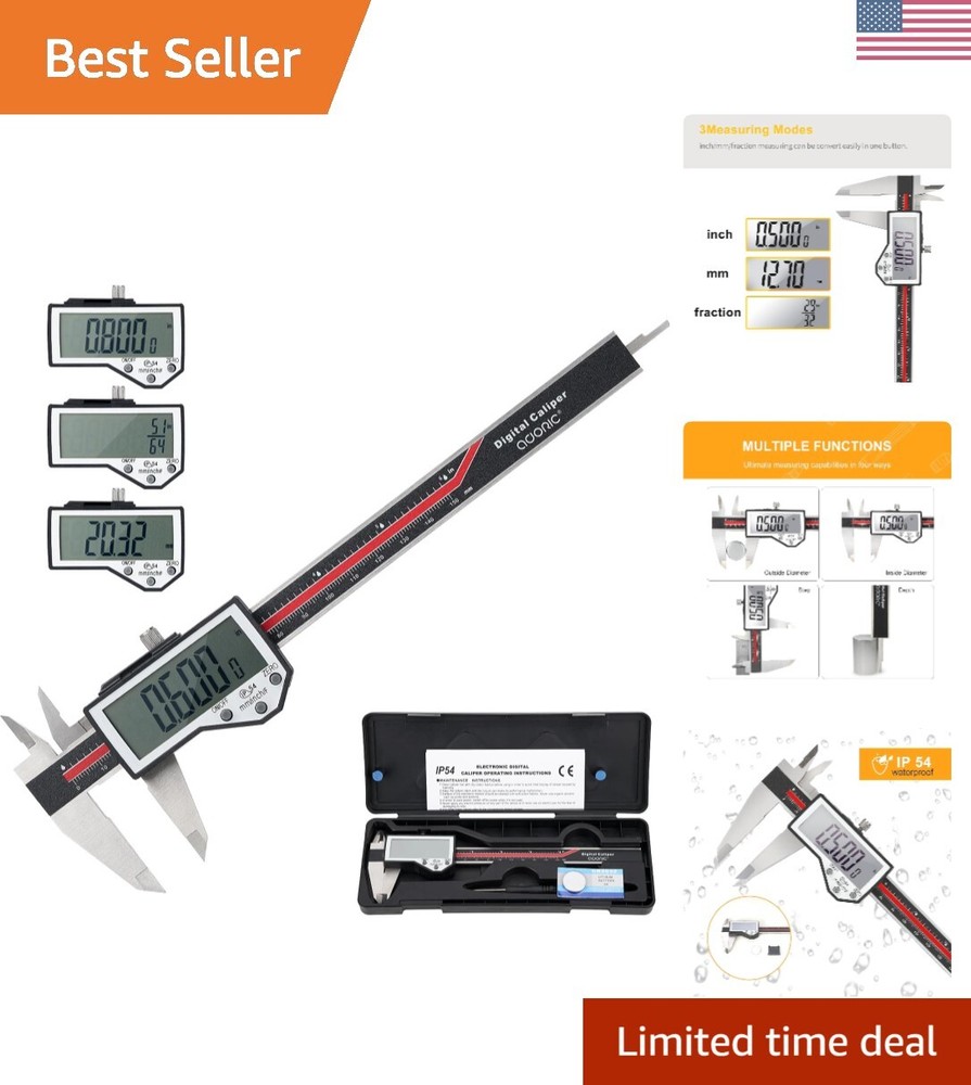 Versatile 6-Inch Digital Measuring Caliper - Waterproof, High Accuracy, Durable