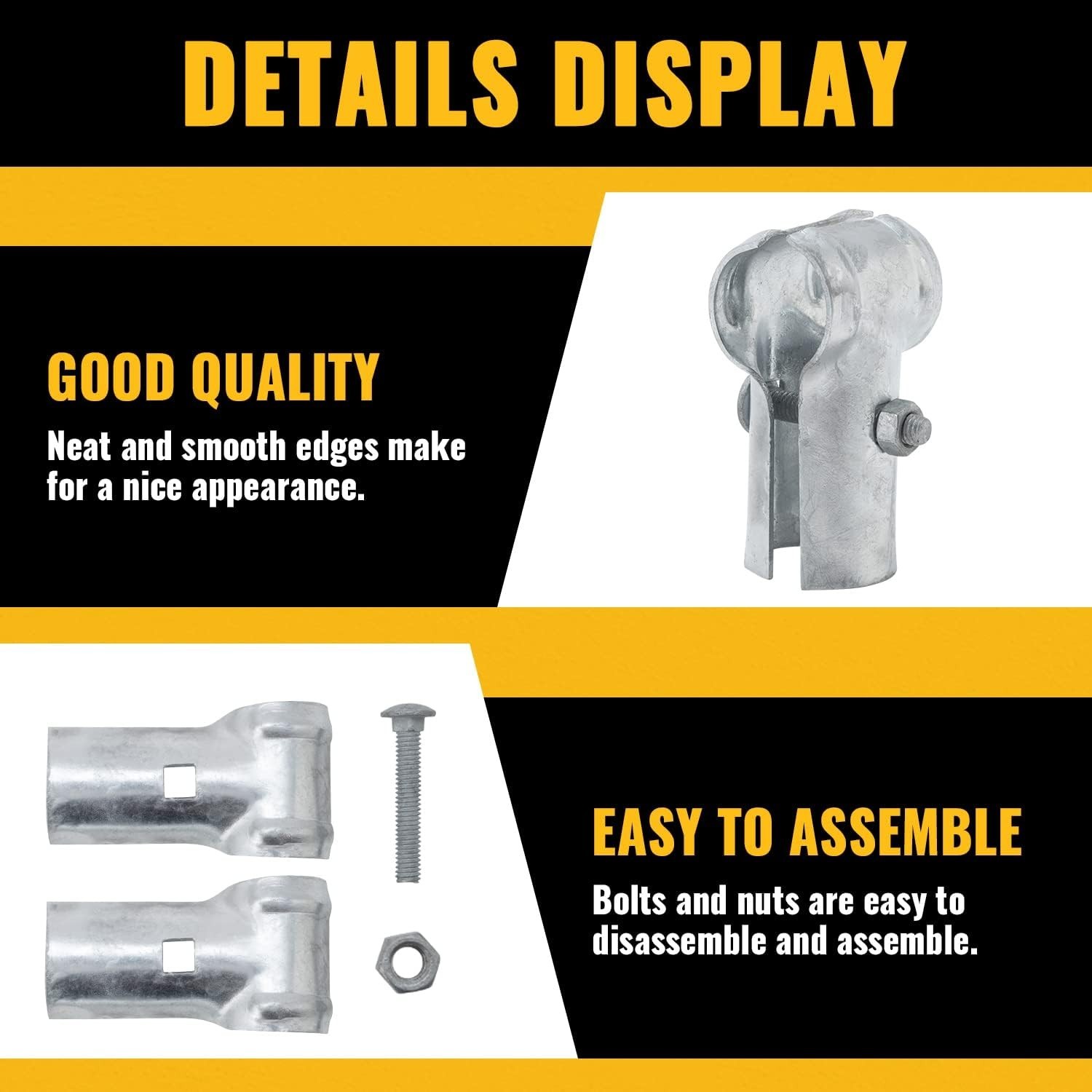 Corrosion Resistant 1-3/8 Inch End Rail T Clamps - 4 Pack for Easy Installation