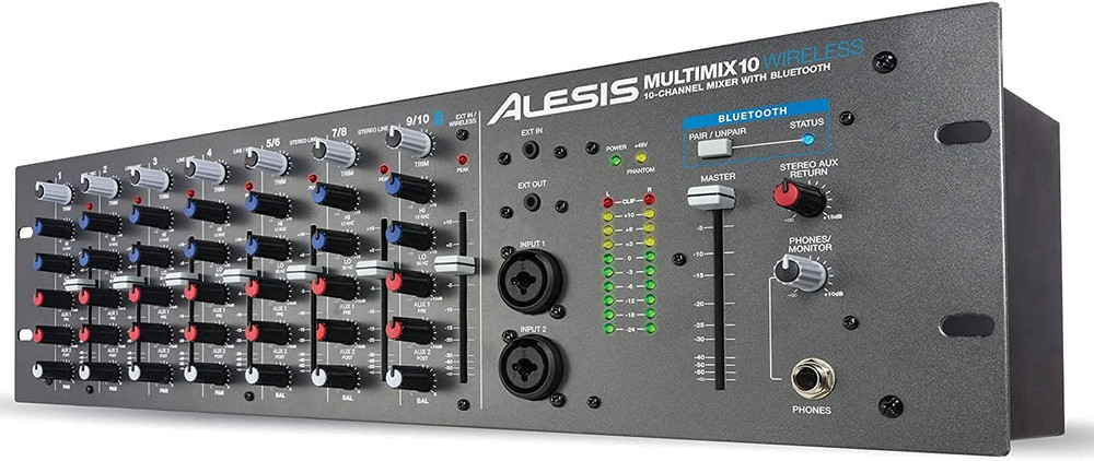 Multimix 10 Wireless - 10-Channel Rackmount Audio Mixer with Bluetooth, 4 Jack /