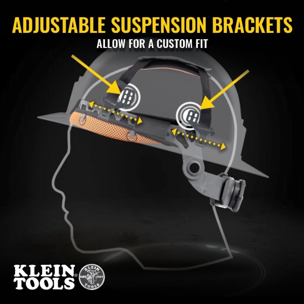 Klein Tools 60347 Vented Hard Hat, Full Brim, Rechargeable Lamp, KARBN Pattern