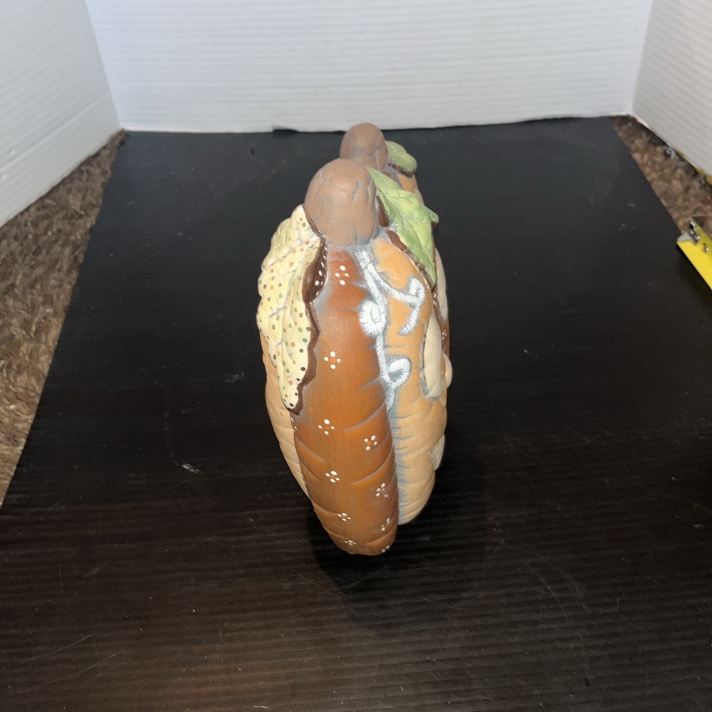Halloween Ceramic Two Pumpkins Jack O Lantern Two Sided Homemade