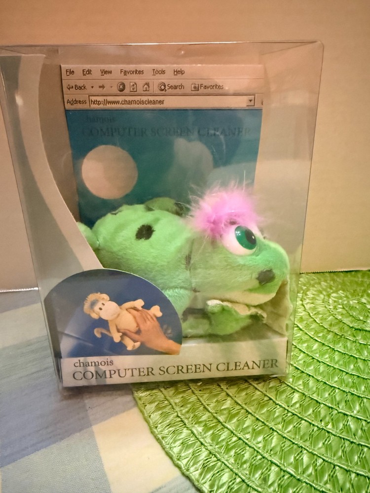 Vintage Chamois Computer Screen Cleaner Frog Green