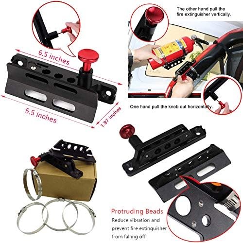 Quick Release Adjustable Aluminum Roll Bar Fire Extinguisher Holder Black