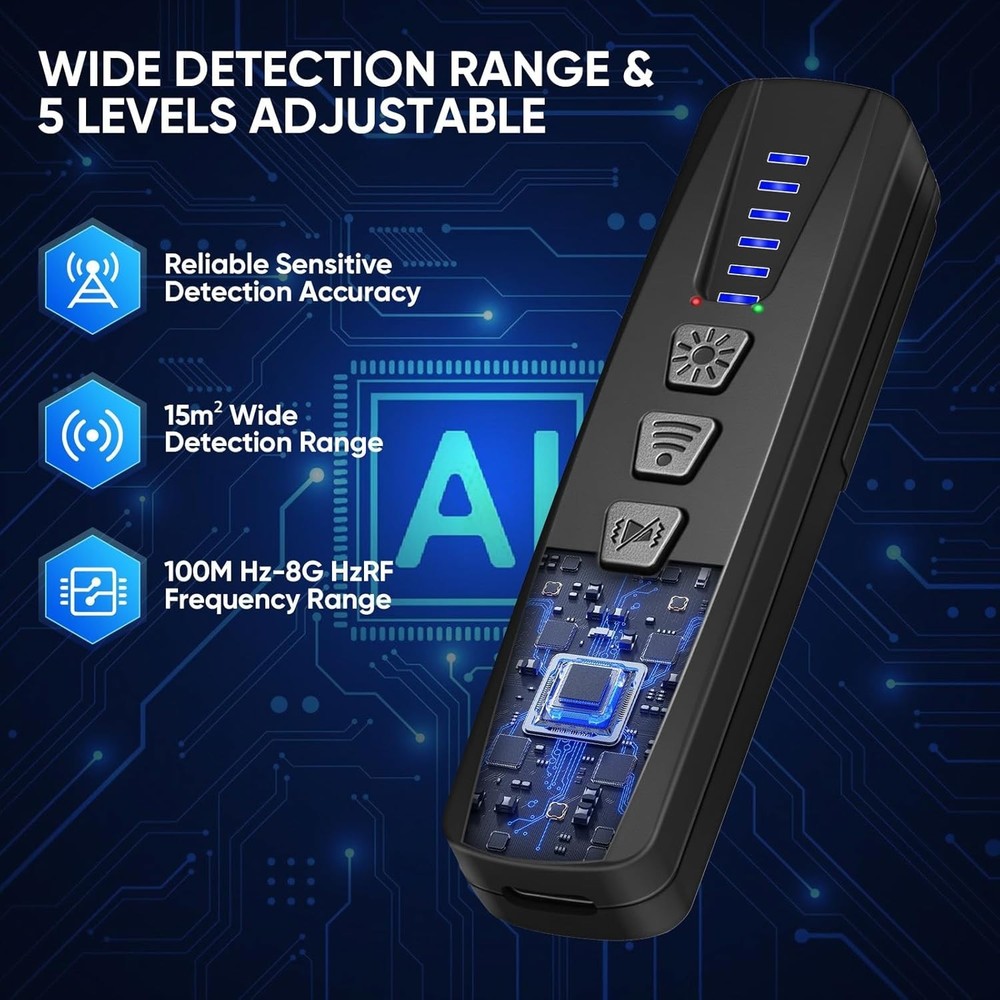 High-Sensitivity AI Camera Detector – Battery-Powered Security Device for Travel