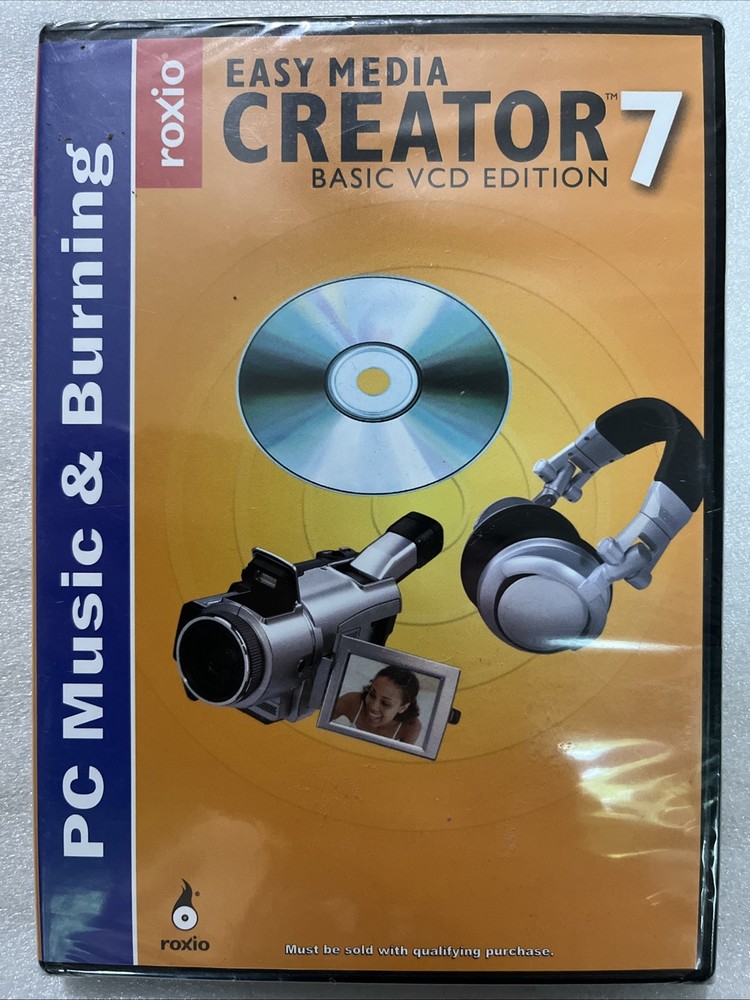 Roxio Easy Media Creator 7 - Basic VCD PC Music & Burning Software NOS SEALED