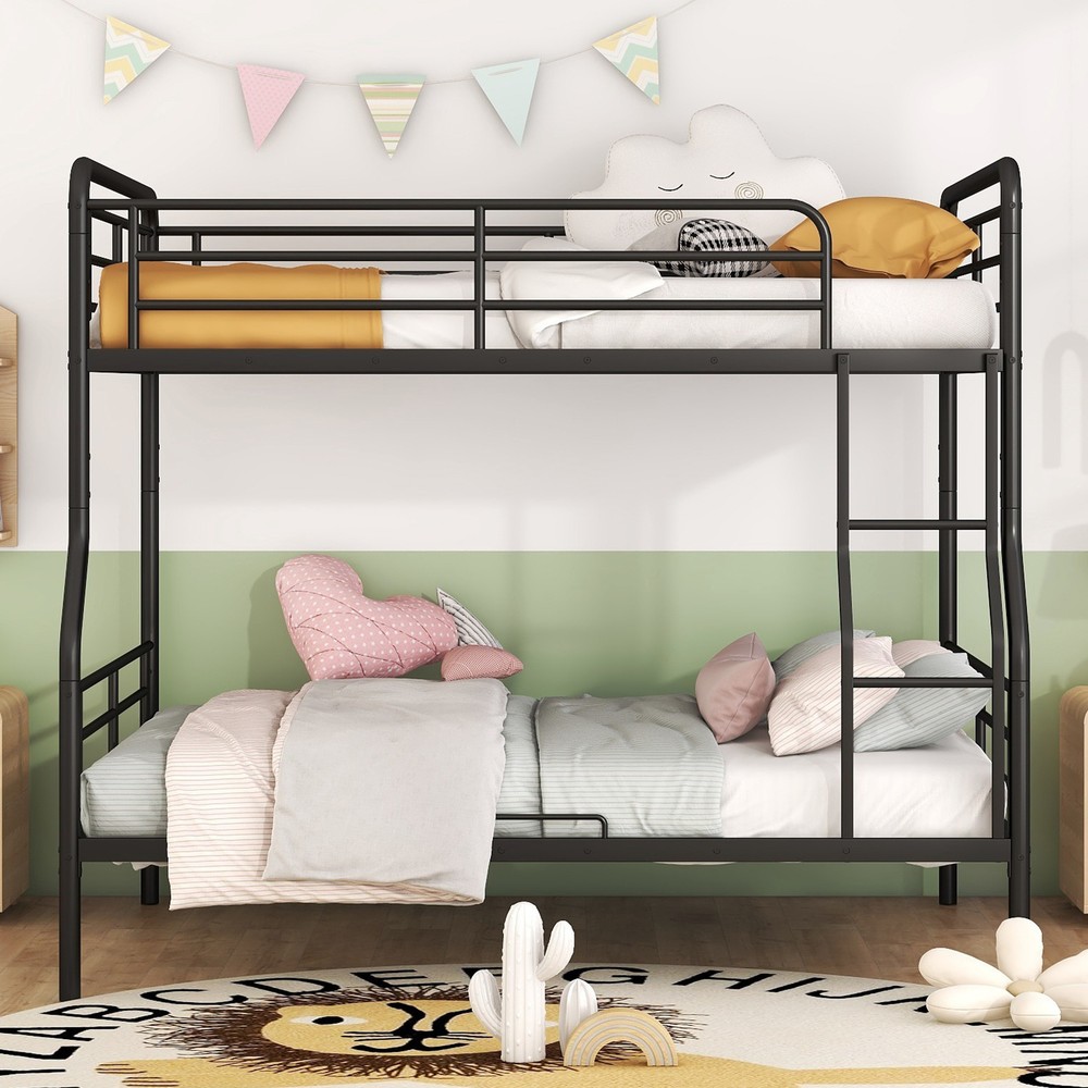 Full XL Over Queen Metal Bunk Bed,Black