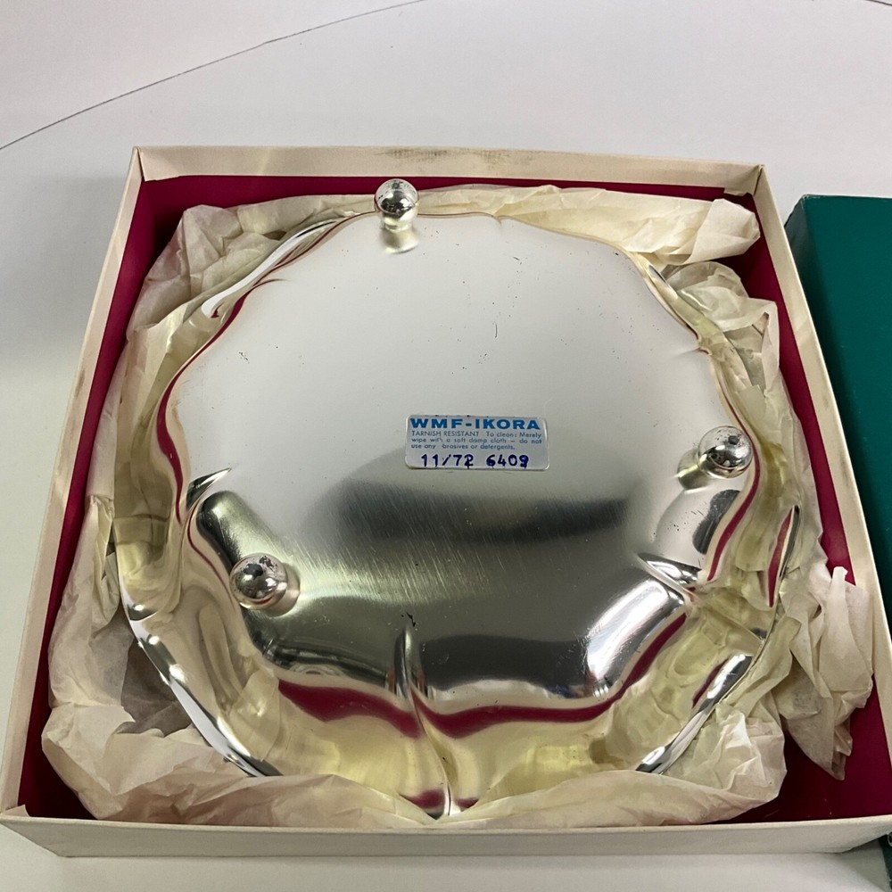 WMF IKORA GERMAN SILVERPLATE 7 3/8”W FRUIT CANDY SHALLOW FOOTED BOWL VINTAGE EUC