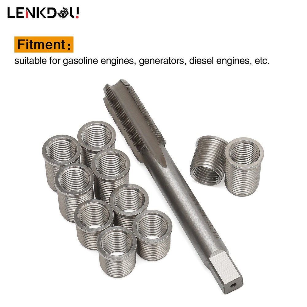 M10 x 1 Universal Spark Plug Thread Repair Tools Kit with Thread Inserts 10 Pack