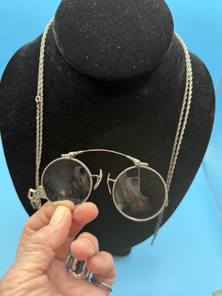 Victorian Silver Lorgnette Reading Glasses