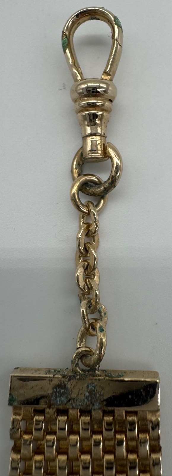 Vintage Swank Roman Soldier Keychain Watch Fob Gold Tone Mesh Mid Century