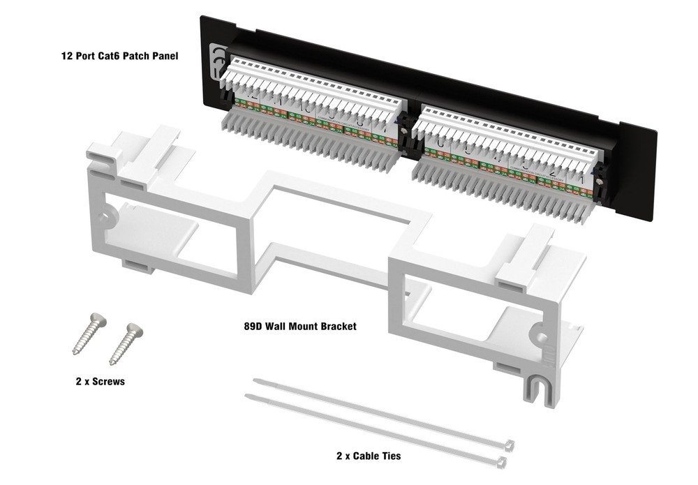 12 Port Patch Panel Mini 12 Port Vertical Patch Panel with Wallmount Bracket ...