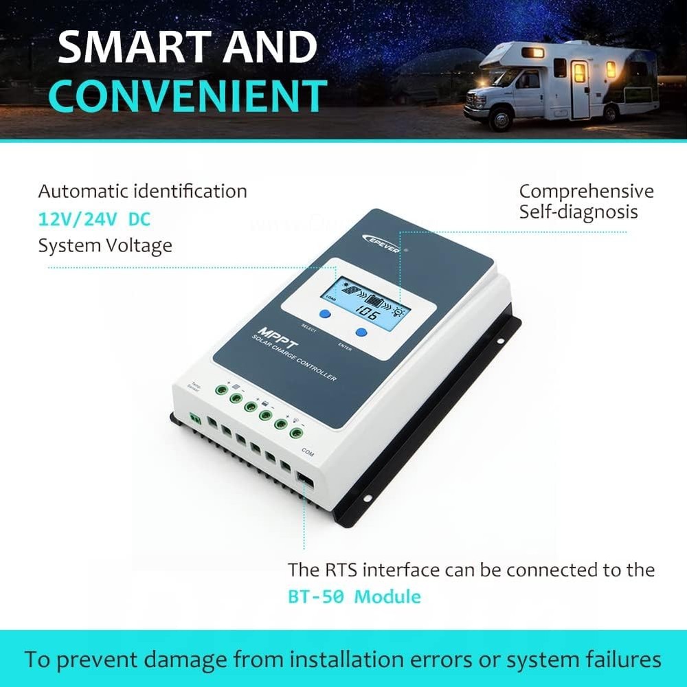 EPEVER 60A MPPT Solar Controller 12V 48V Auto