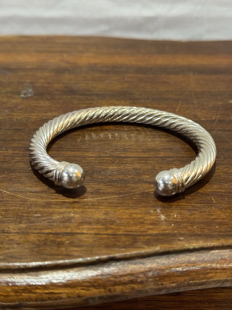 vintage silver tone twisted cable bangle