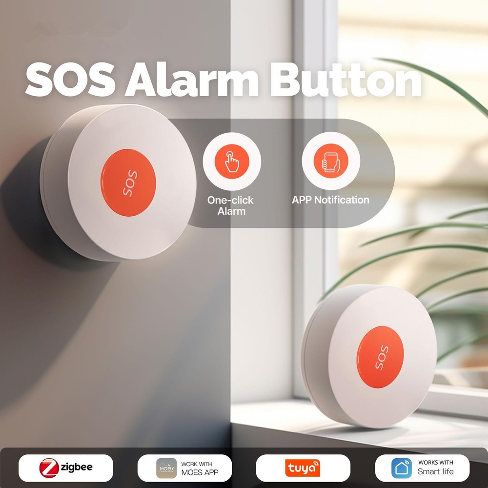 Tuya Zigbee Wireless APP Remote Control Call SOS Emergency Button Alert System B