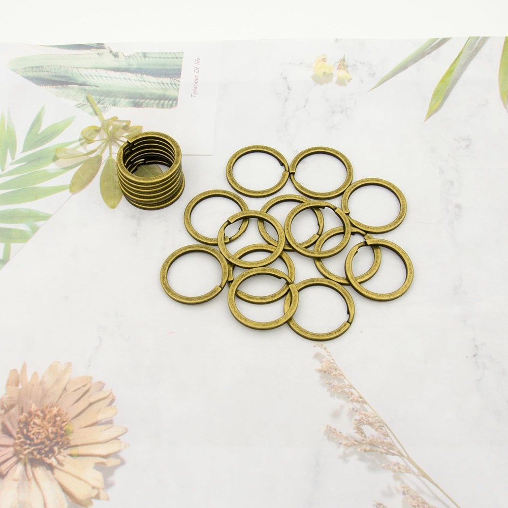 20 Pack 1 Inch Flat Split Key Rings Bronze