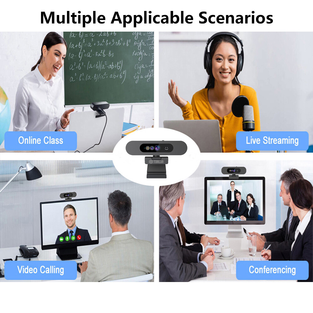 TOALLIN 1080P HD USB Webcam Windows Hello Compatible with Wide-Angle View