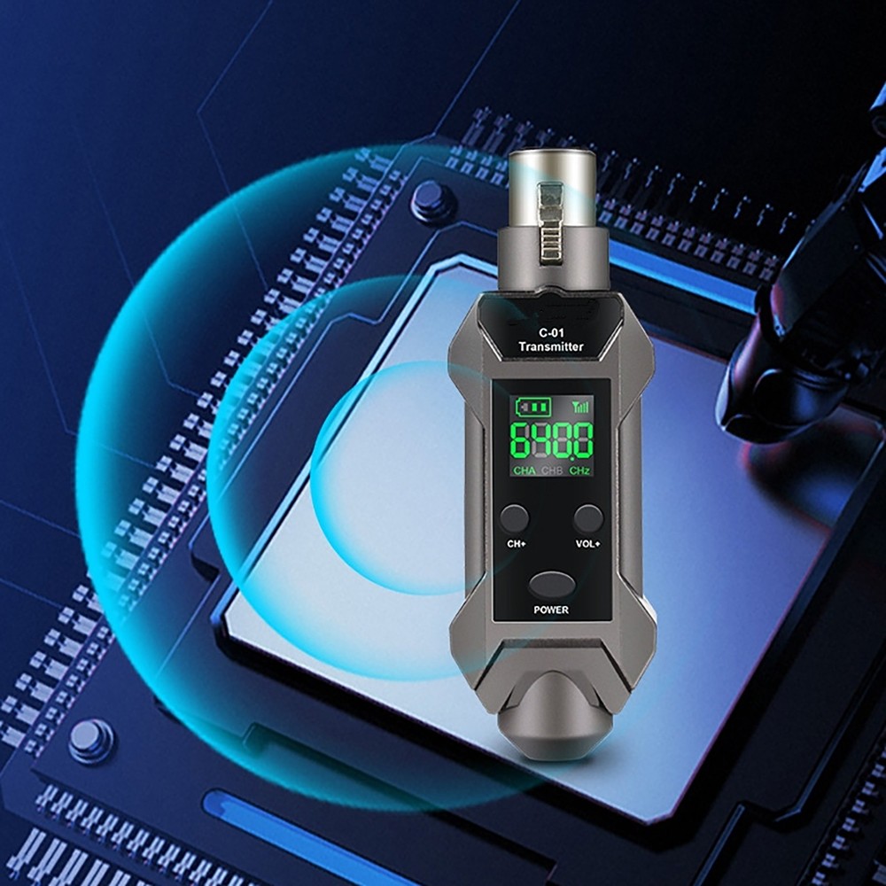 Rechargeable Plug-on Microphone Wireless System Transmitter&Receiver&XLR Adapter
