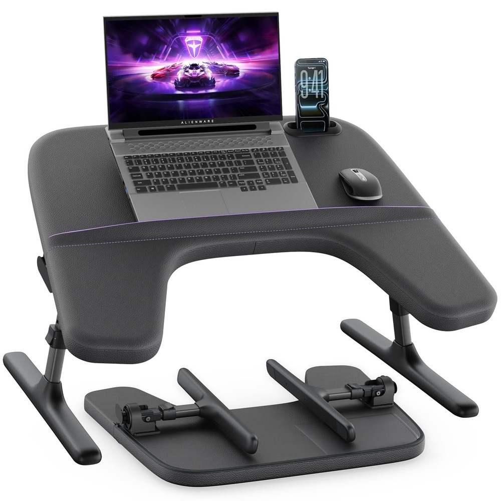 Laptop Lap Desk for Bed & Couch, Adjustable Height & Angle Bed Desk with Soft...